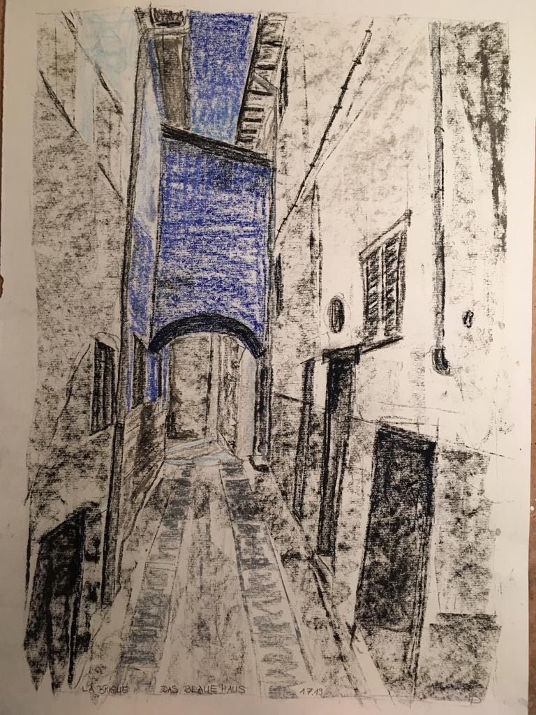 La Brigue, blaue Gasse