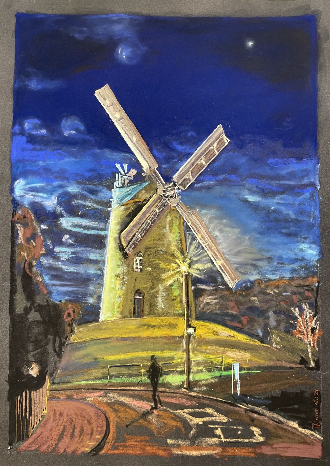 Mühle Stommeln im Mondlicht